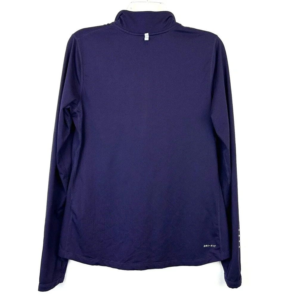 Nike Dri-Fit Running Top Womans M Purple Quarter Zip Pullover Active Wear Solid